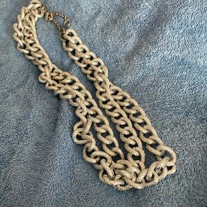 2 strand textured heavy silver look chain necklace